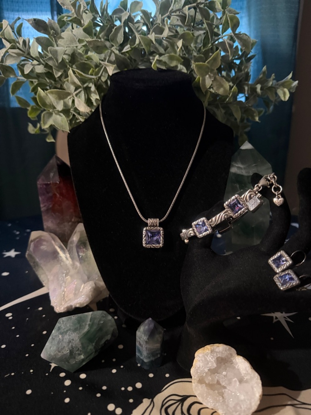 💜 SET VTG BRIGHTON ‘Regina’ Swarovski crystal RARE/RETIRED jewelry set!